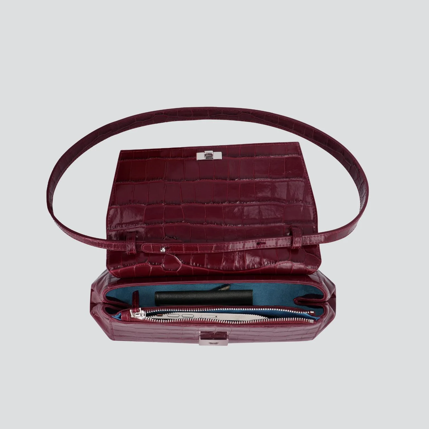 Ikon Clutch - croco aubergine - Image 2