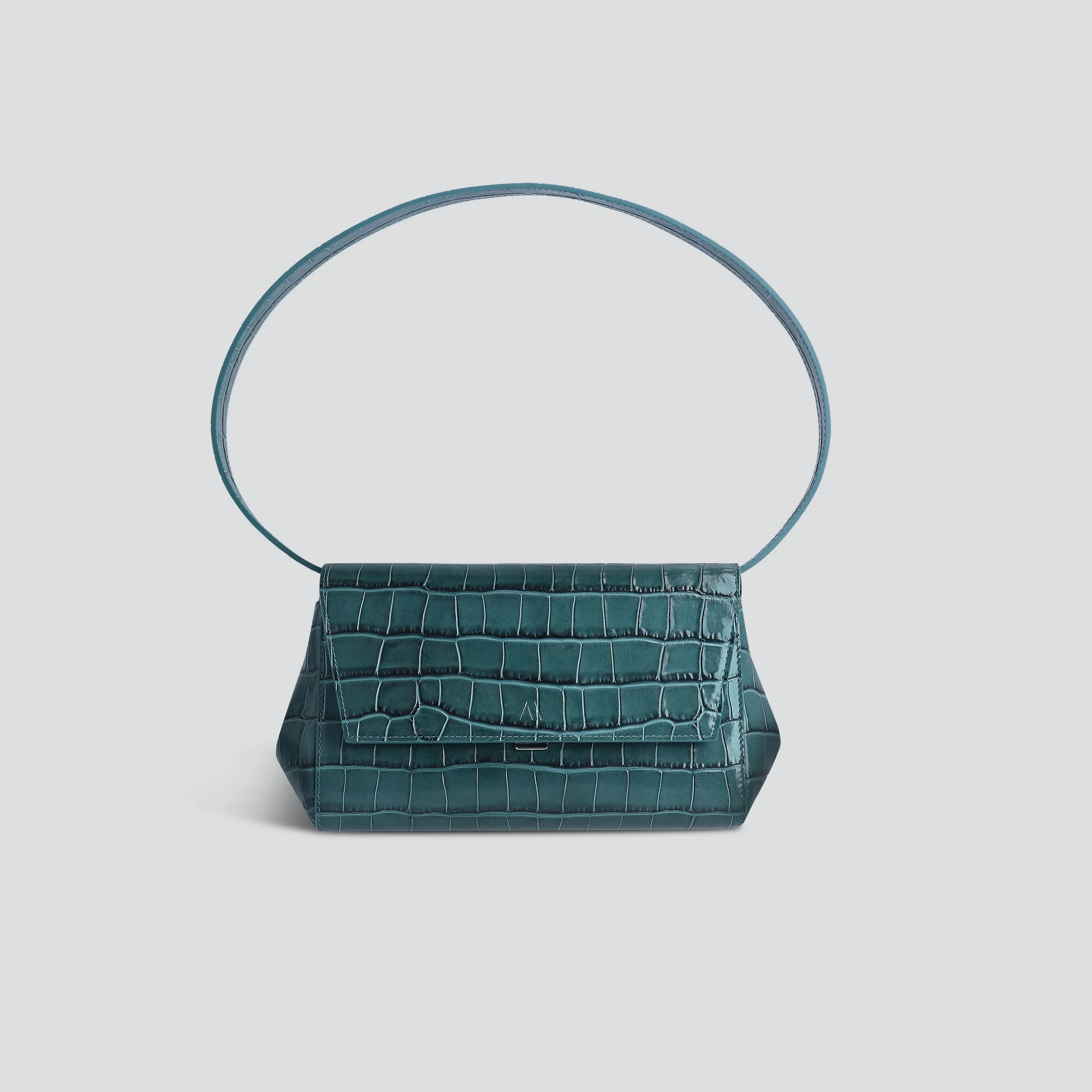 Ikon Clutch - croco dark teal