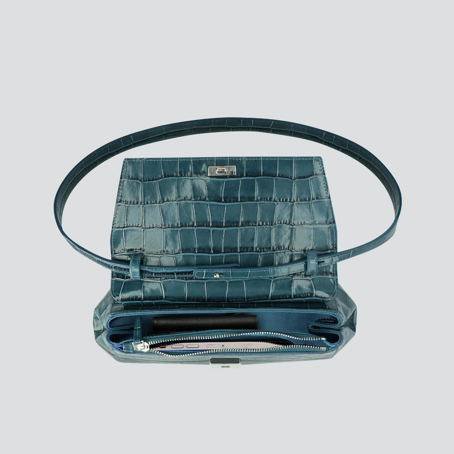 Ikon Clutch - croco dark teal - Image 3