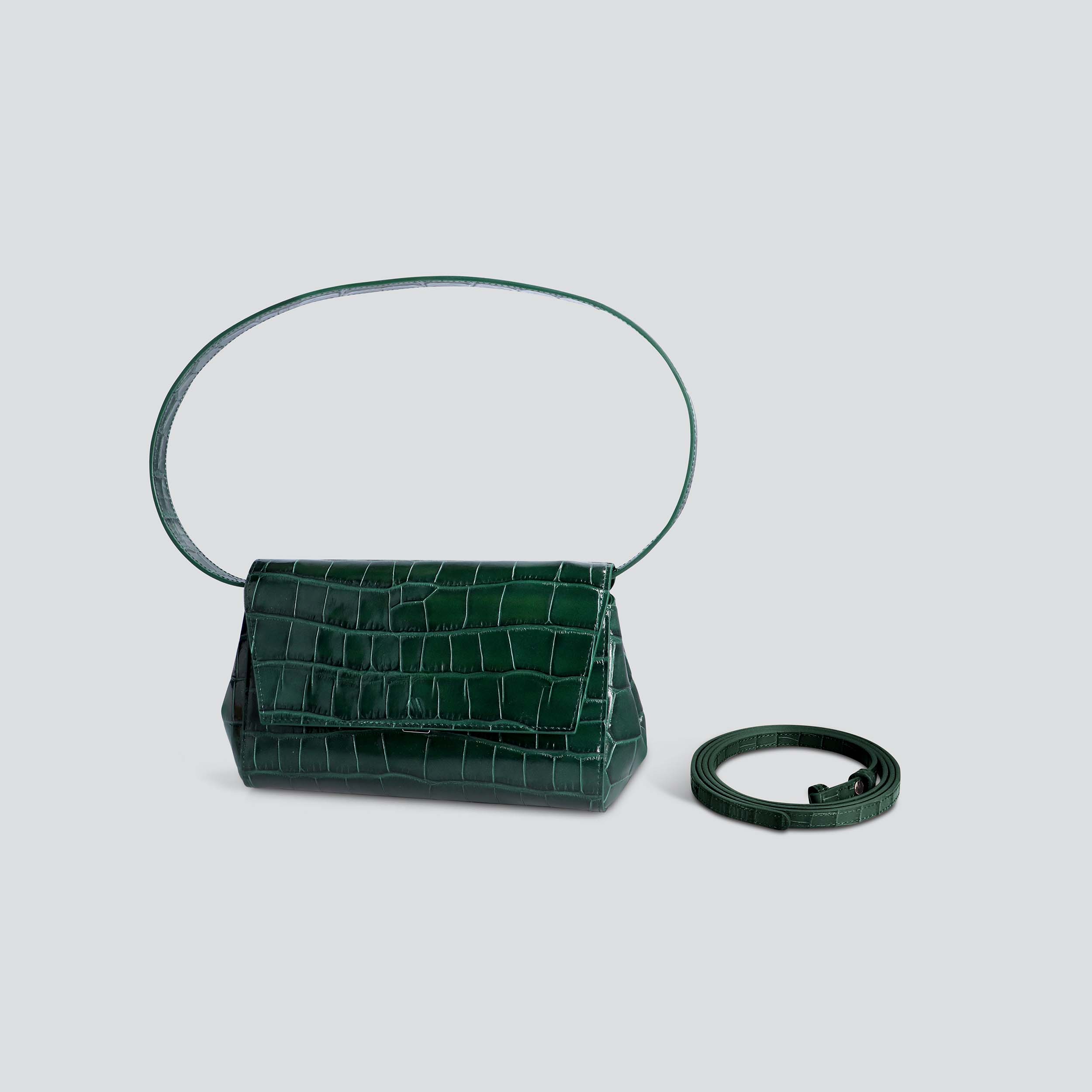 Ikon Clutch - croco pine green