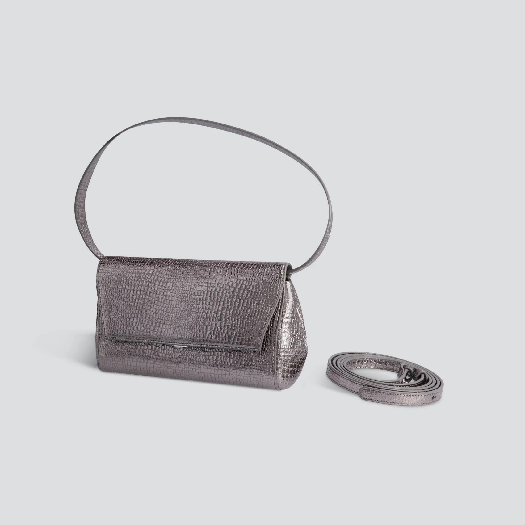 Ikon Clutch - mini croco steel grey