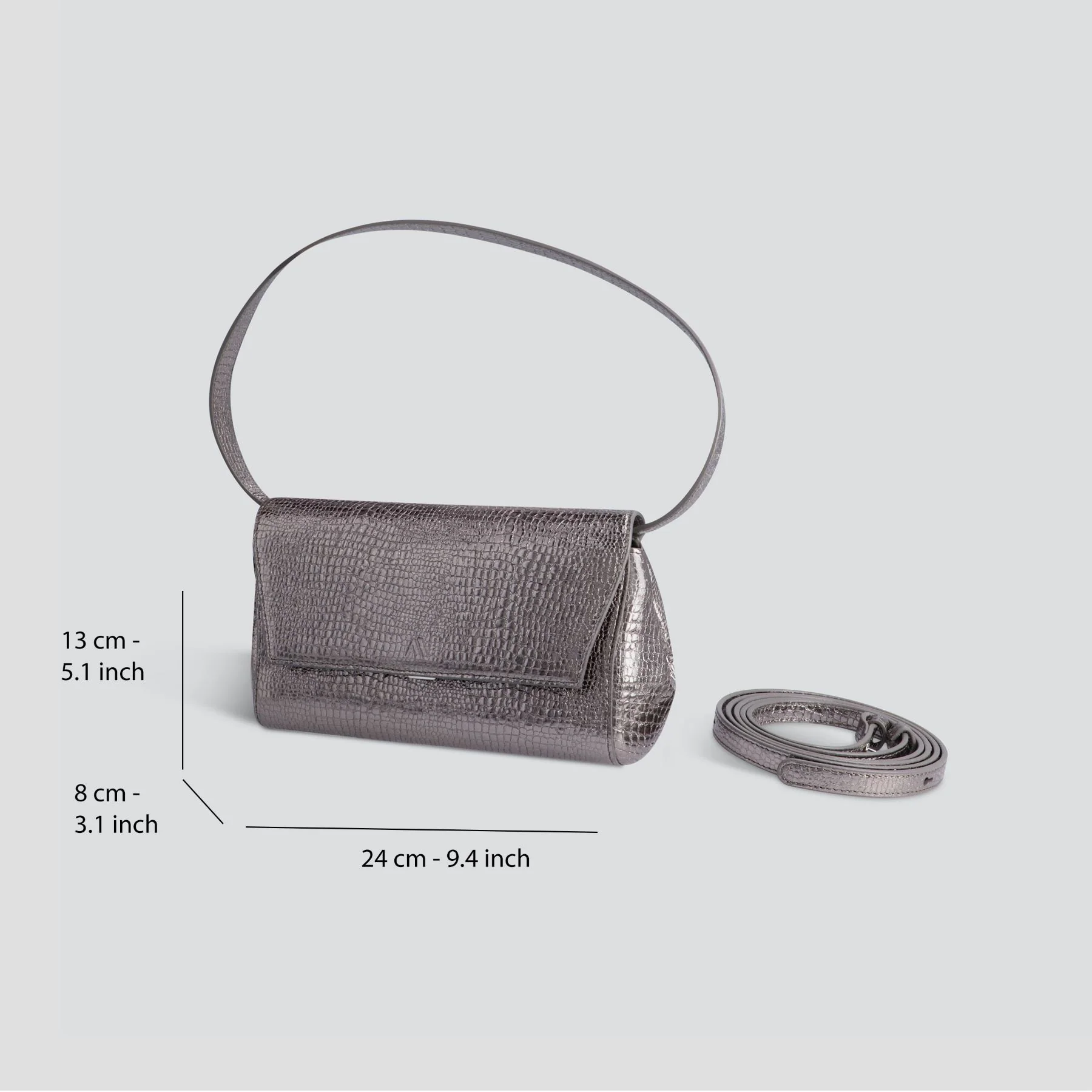 Ikon Clutch - mini croco steel grey - Image 4