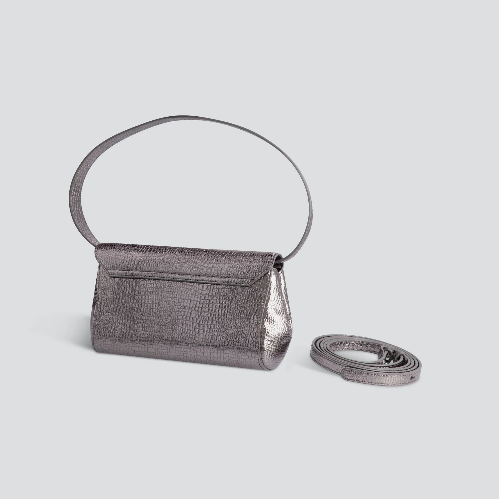 Ikon Clutch - mini croco steel grey - Image 6