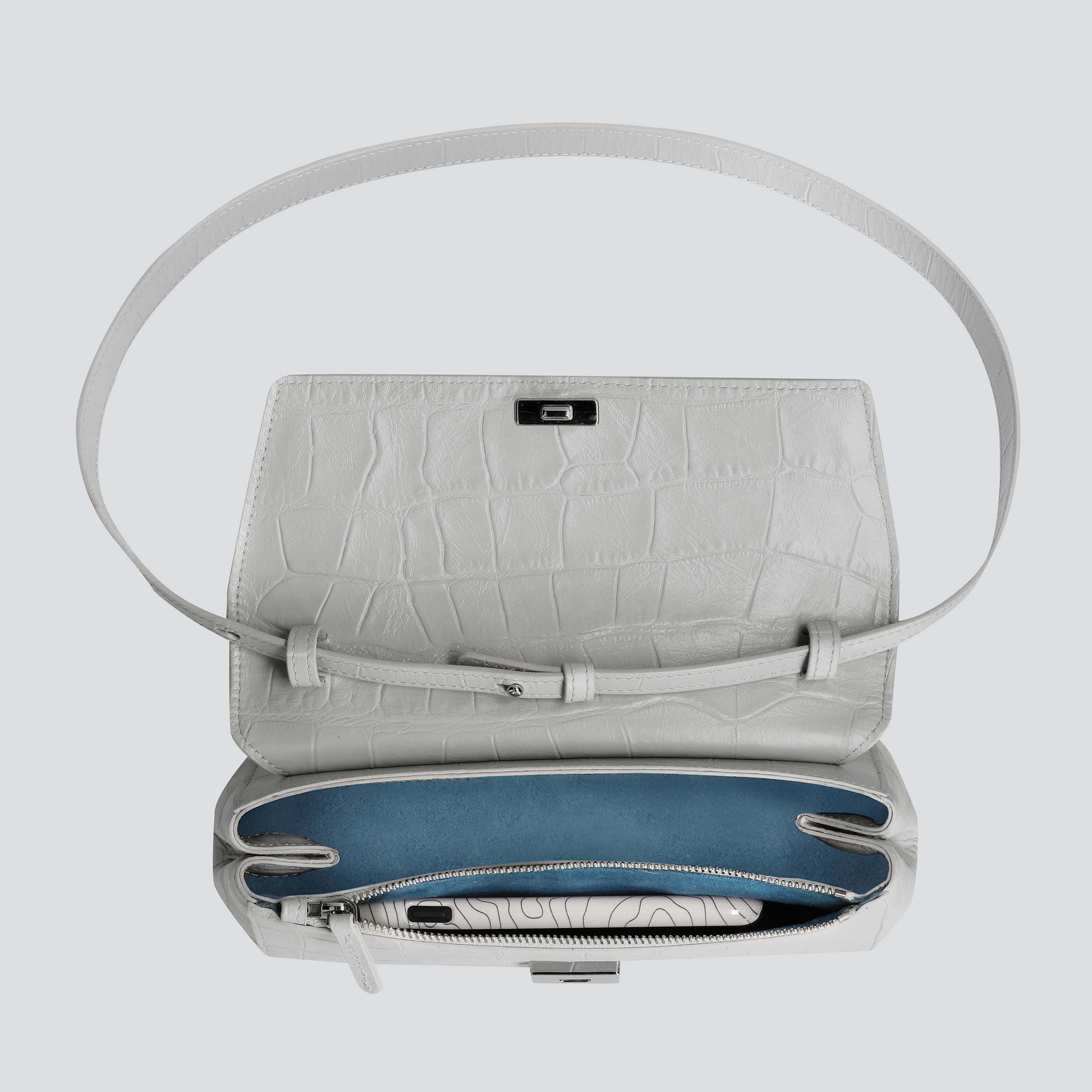 Ikon Clutch - soft croco light grey - Image 2