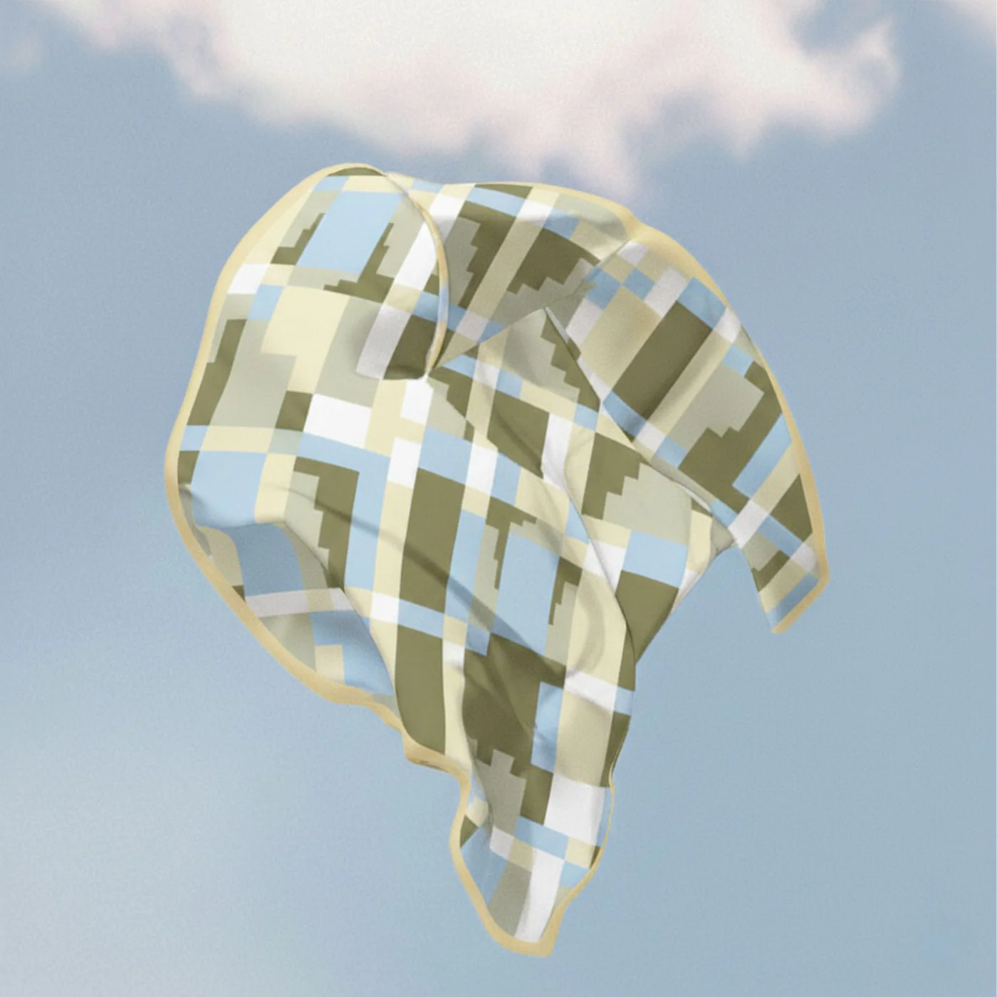 Printed Silk Square Scarf – yellow/green - Image 2