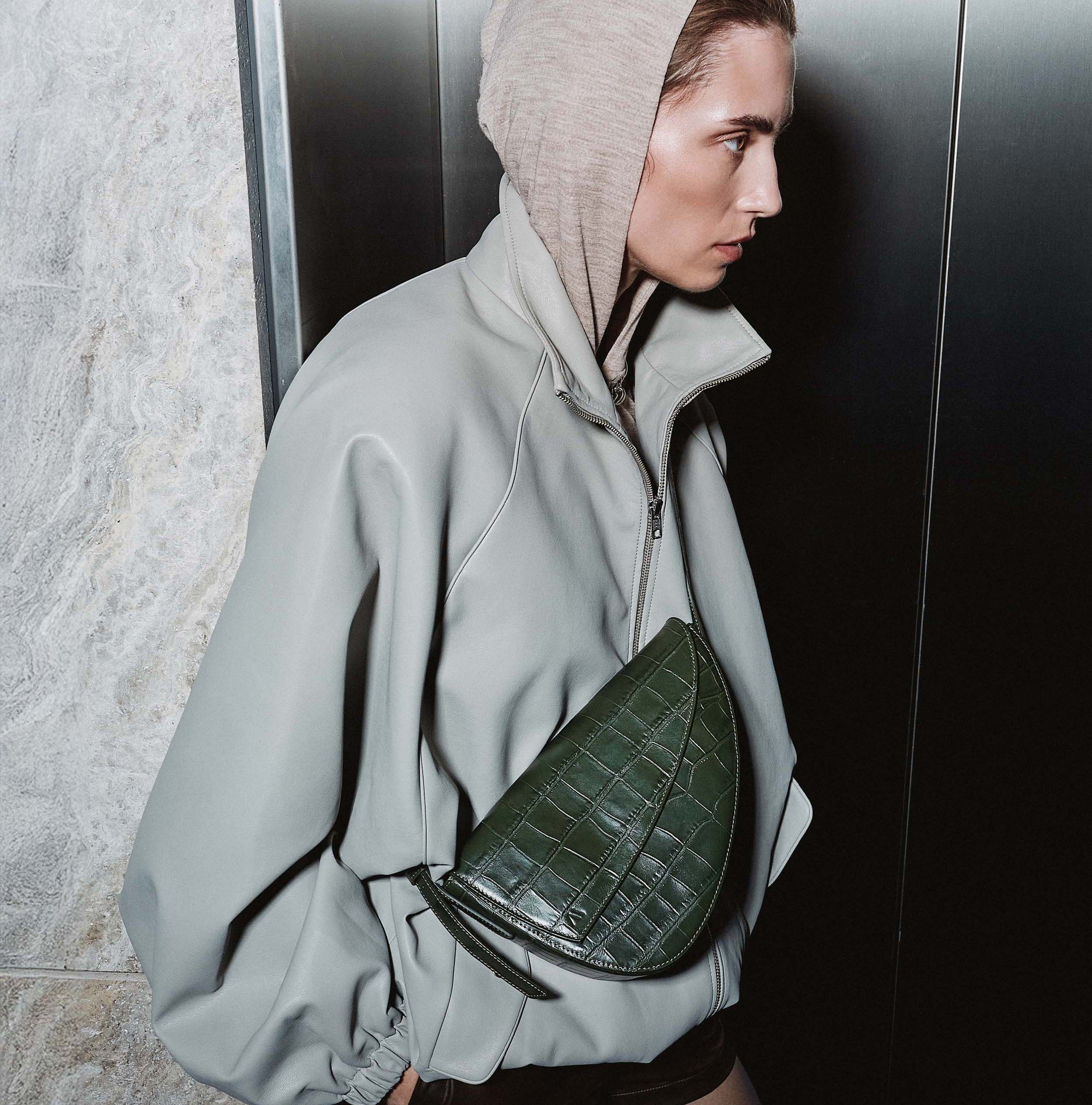 Rebel Cross Body  - soft croco british green