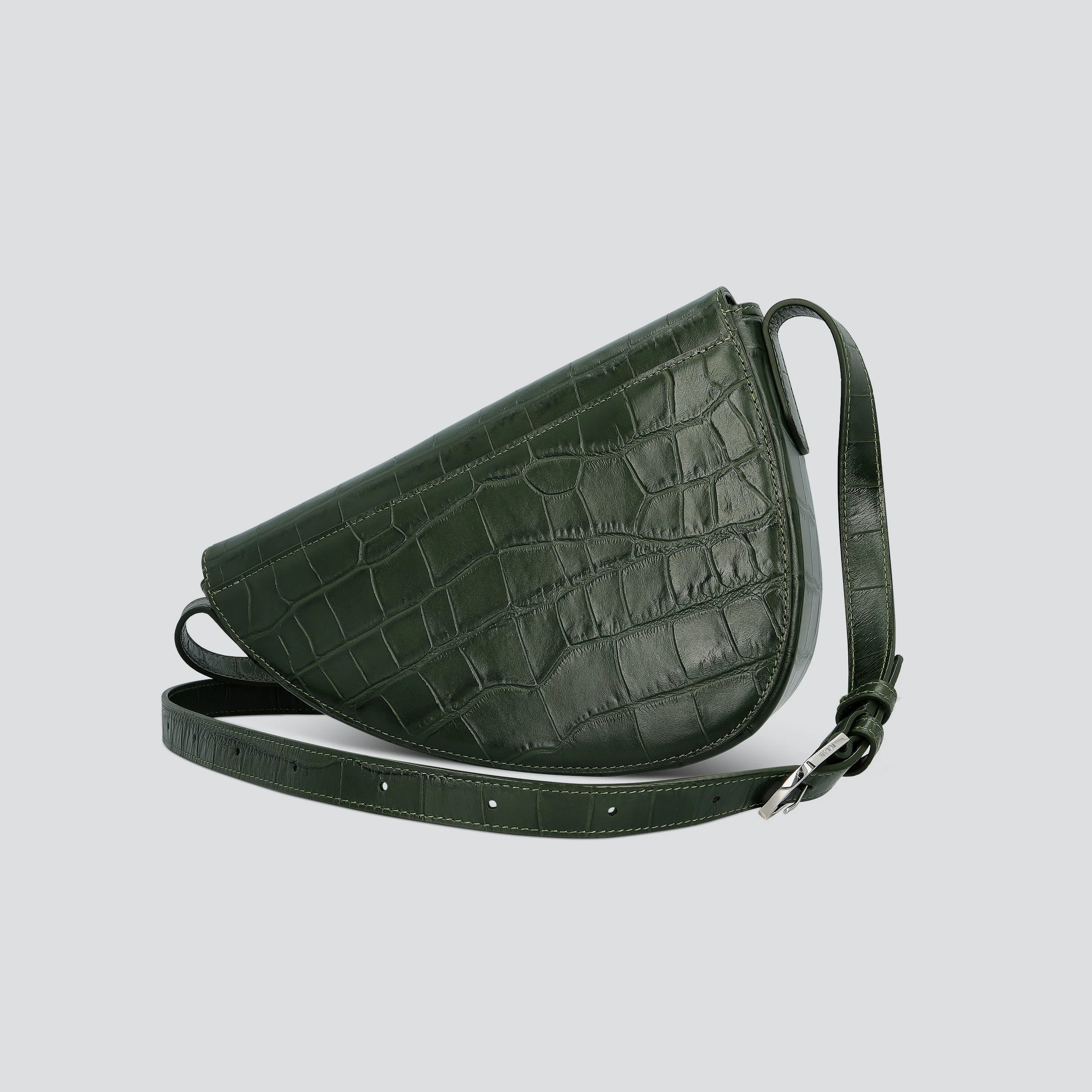 Rebel Cross Body  - soft croco british green - Image 3