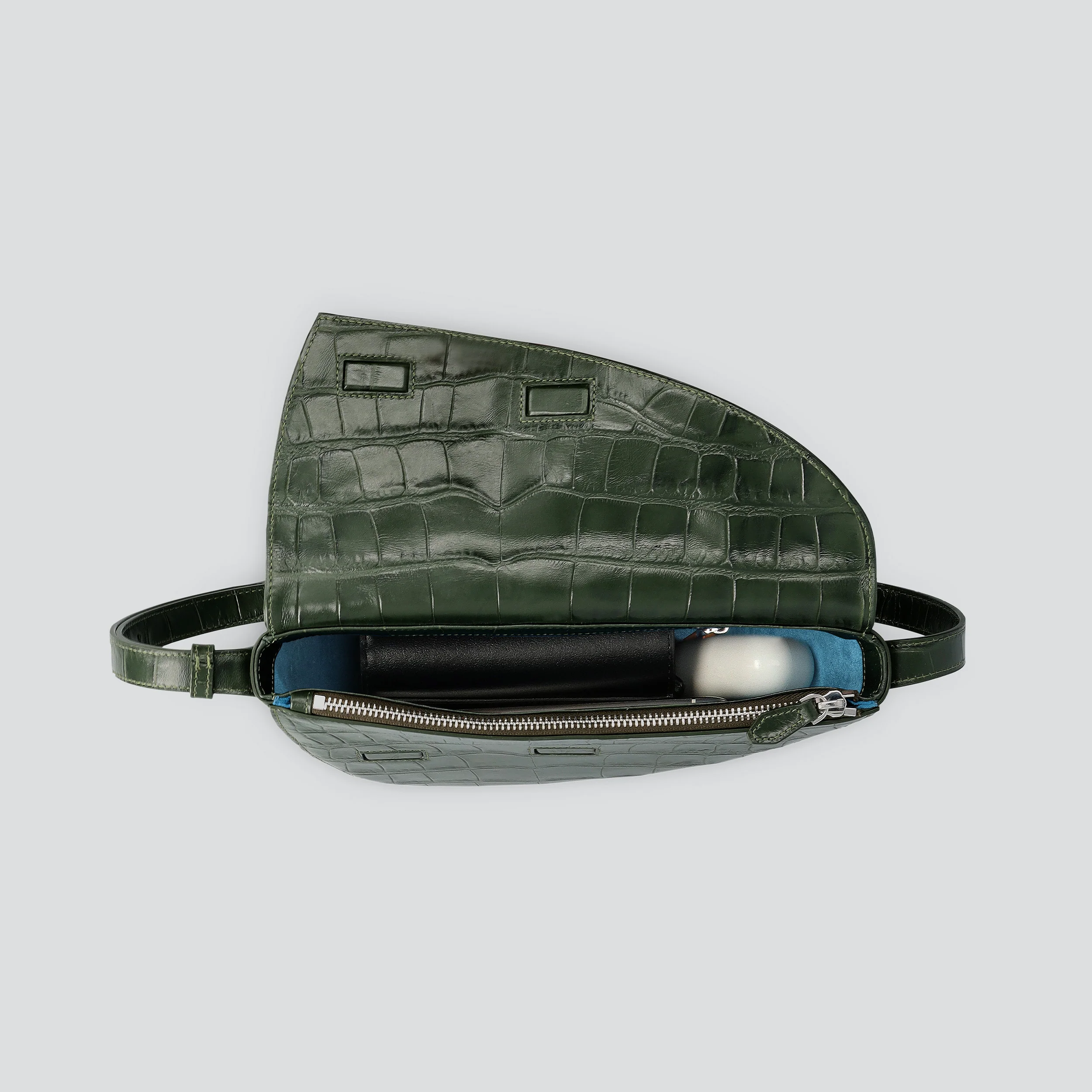 Rebel Cross Body  - soft croco british green - Image 4