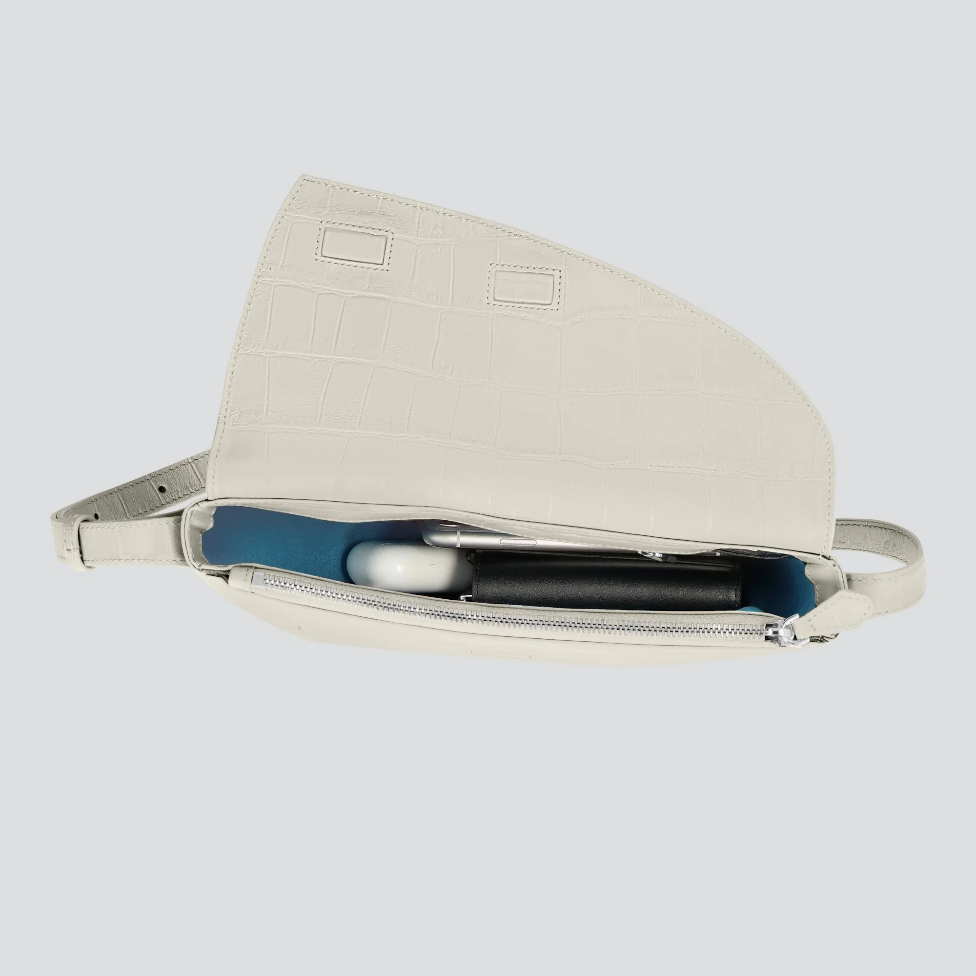 Rebel Cross Body  - soft croco chalk white - Image 2