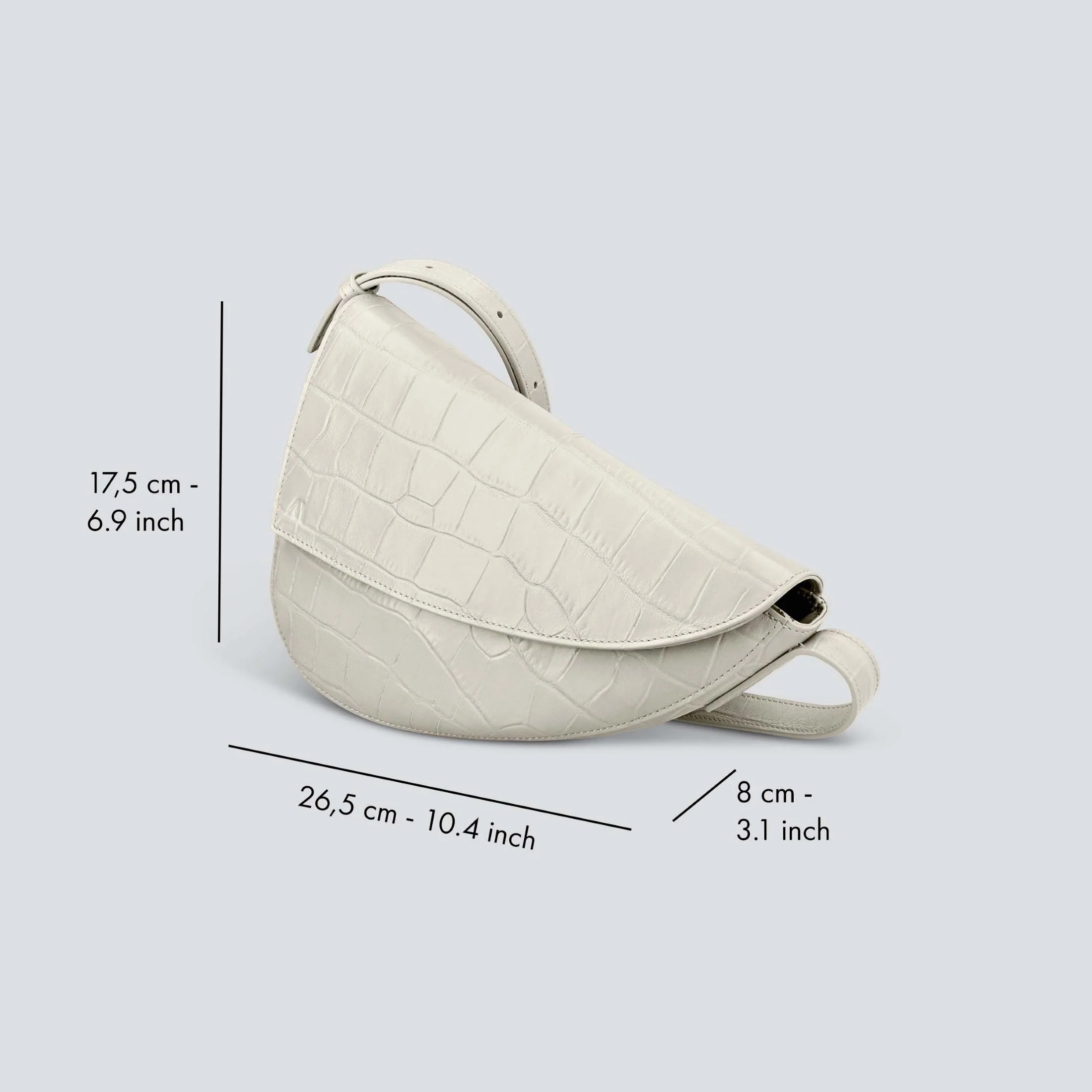 Rebel Cross Body  - soft croco chalk white - Image 3
