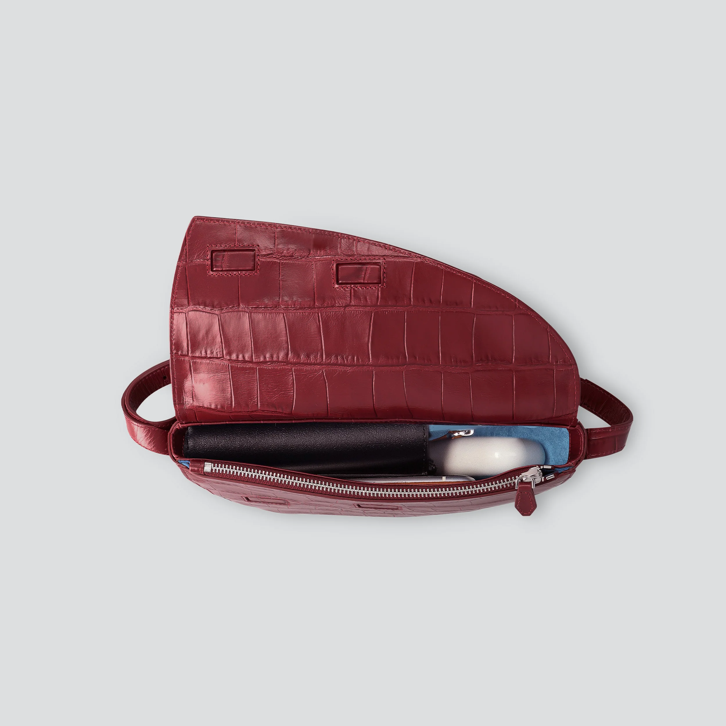 Rebel Cross Body  - soft croco dahlia red - Image 3