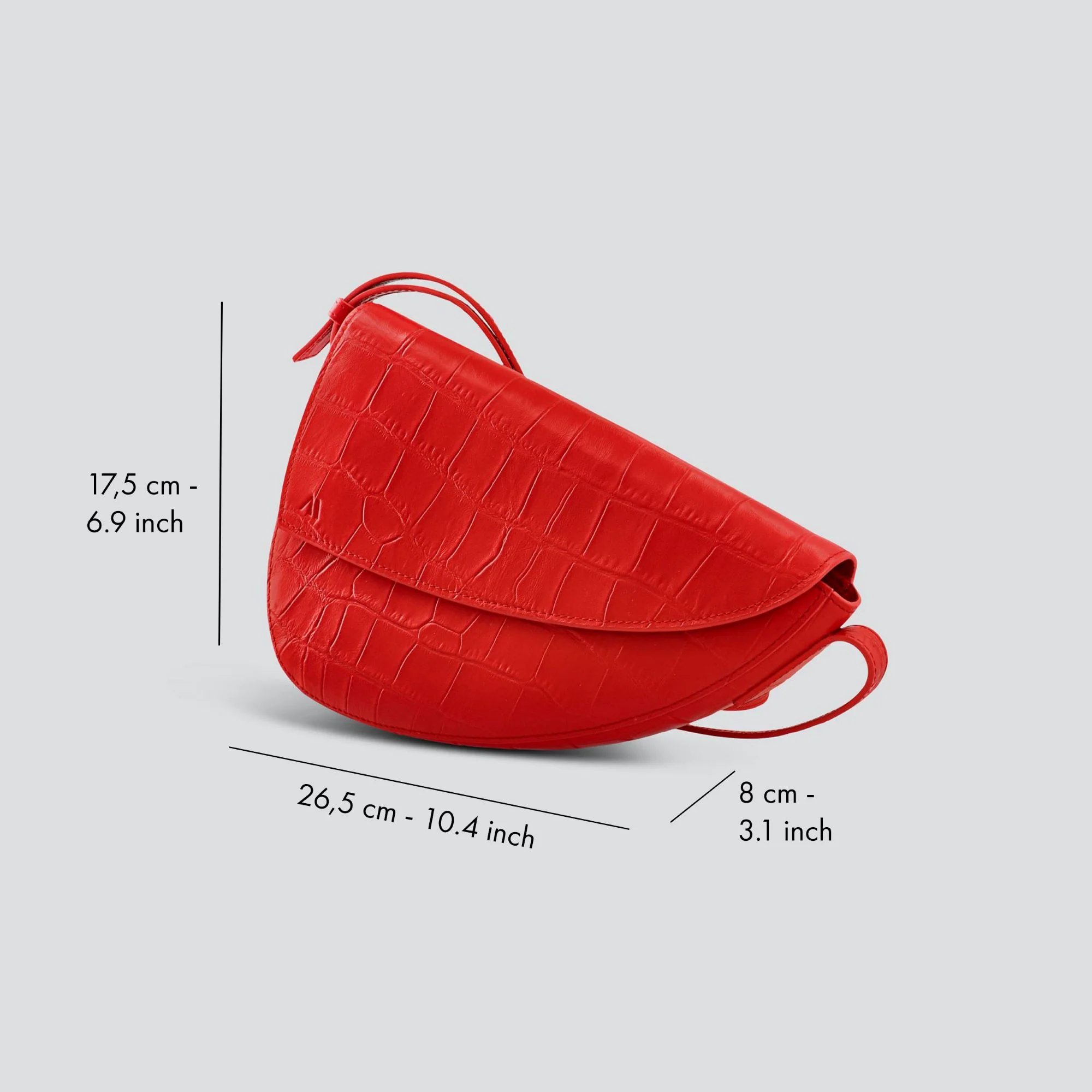 Rebel Cross Body  - soft croco poppy red - Image 3