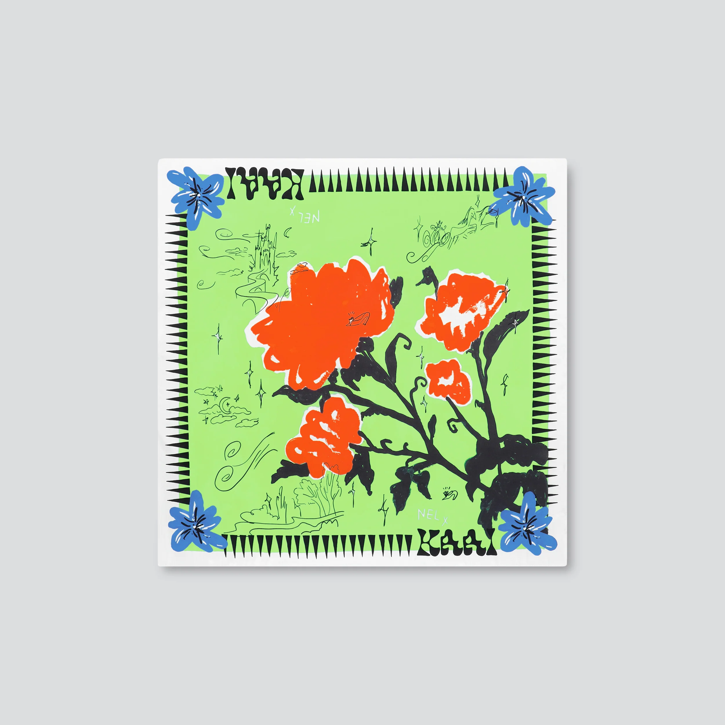 Silk square scarf by Nel M.